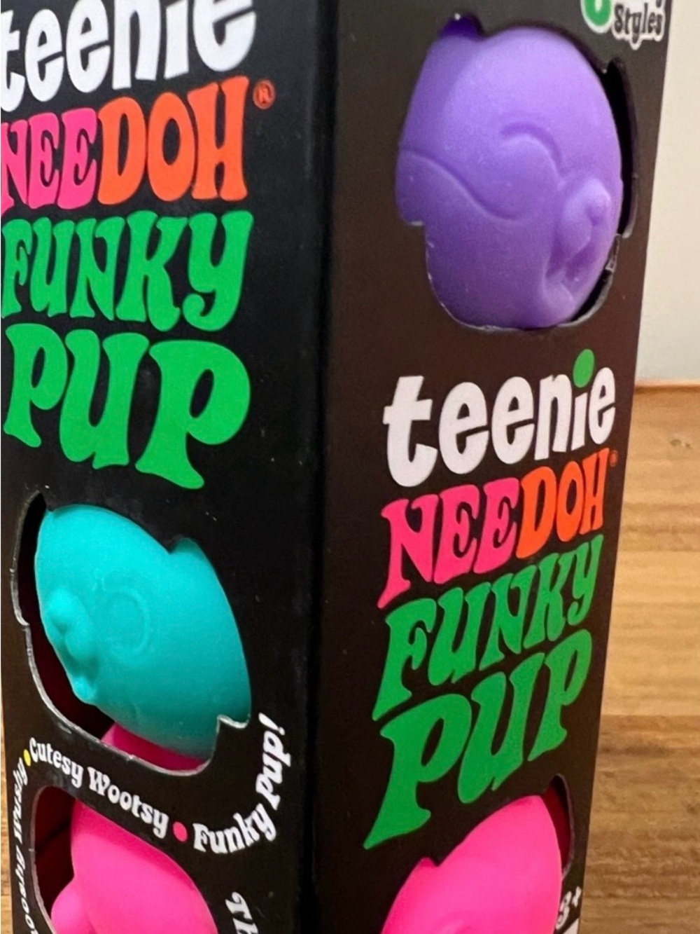 teenie NEEDOH Funky Pup Toy - Purple, Teal, Pink new and authentic
